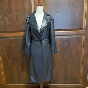 Vegan leather medium long coat like new.